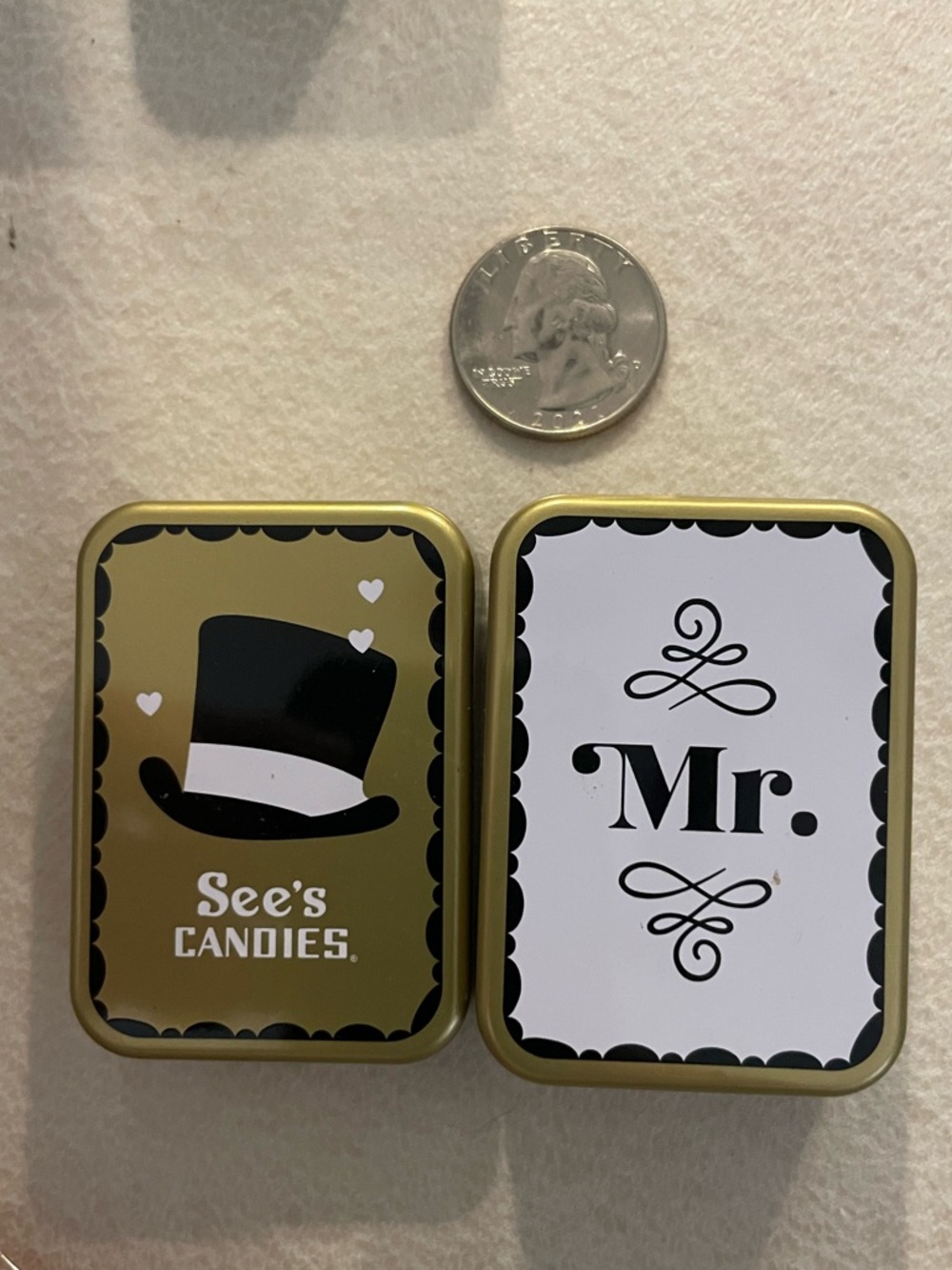 See’s Candies Groom Wedding Top Hat Lollipop Sucker Case Empty Tin Holder Gift